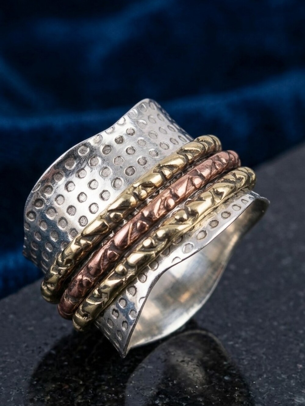 Sterling Silver Spinner Meditation Ring size 6.75